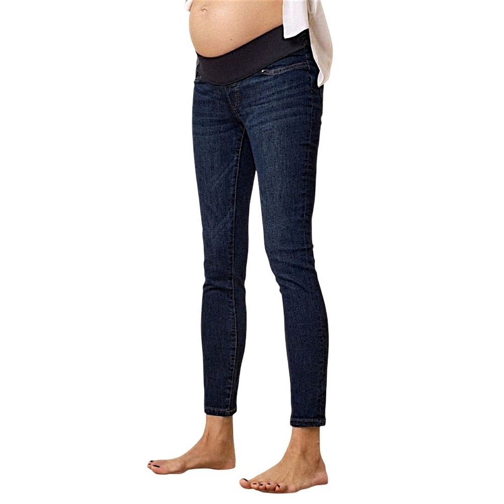 Seraphine Skinny Leg Jeans 8 Zeph Indigo Under Bump Maternity Organics Stretch
